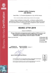 Відповідність вимогам ISO/IEC 27701 (розширення ISO 27001)