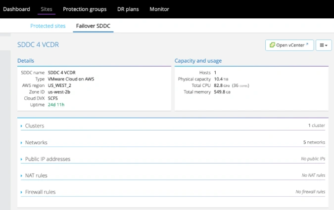 Інтерфейс VMware Cloud Disaster Recovery