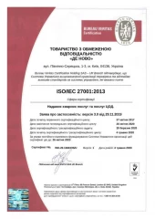 ISO / IEC 27001 Certificate of compliance