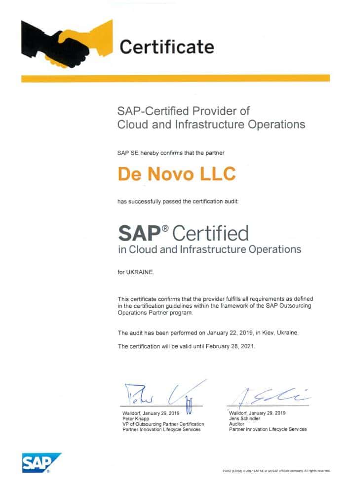 SAP Certified in Cloud and Insfrastructure Operations SAP Certified in Cloud and Insfrastructure Operations